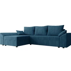 Garnero Arredamenti Divani Angolari|Divani Letto-Divano letto 3 posti 240x145cm matrimoniale angolare velluto a coste blu Appia Velluto Poso Blu