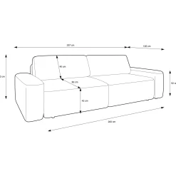Garnero Arredamenti Divani Letto|Divani Letto-Divano letto 3 posti 257x105cm tessuto bianco Cozyfy