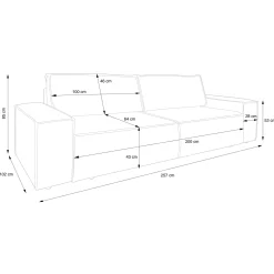 Garnero Arredamenti Divani Letto|Divani Letto-Divano letto 3 posti 257x106cm velluto a coste beige Snuggle Velluto a Coste Poso Beige