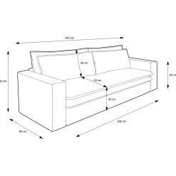 Garnero Arredamenti Divani Letto|Divani Letto-Divano letto 3 posti 244x95cm velluto a coste beige Restful Velluto a Coste Poso Beige