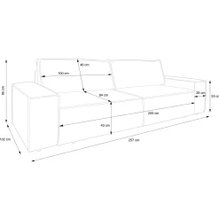 Garnero Arredamenti Divani Letto|Divani Letto-Divano letto 3 posti 257x106cm velluto a coste grigio chiaro Snuggle Velluto a Coste Poso Grigio