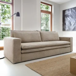 Garnero Arredamenti Divani Letto|Divani Letto-Divano letto 3 posti 244x95cm velluto a coste tortora Restful Velluto a Coste Poso Tortora