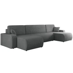 Garnero Arredamenti Divani Angolari|Divani Letto-Divano letto angolare 5 posti 312x145cm con contenitore a coste antracite Slurp Velluto Poso Antracite