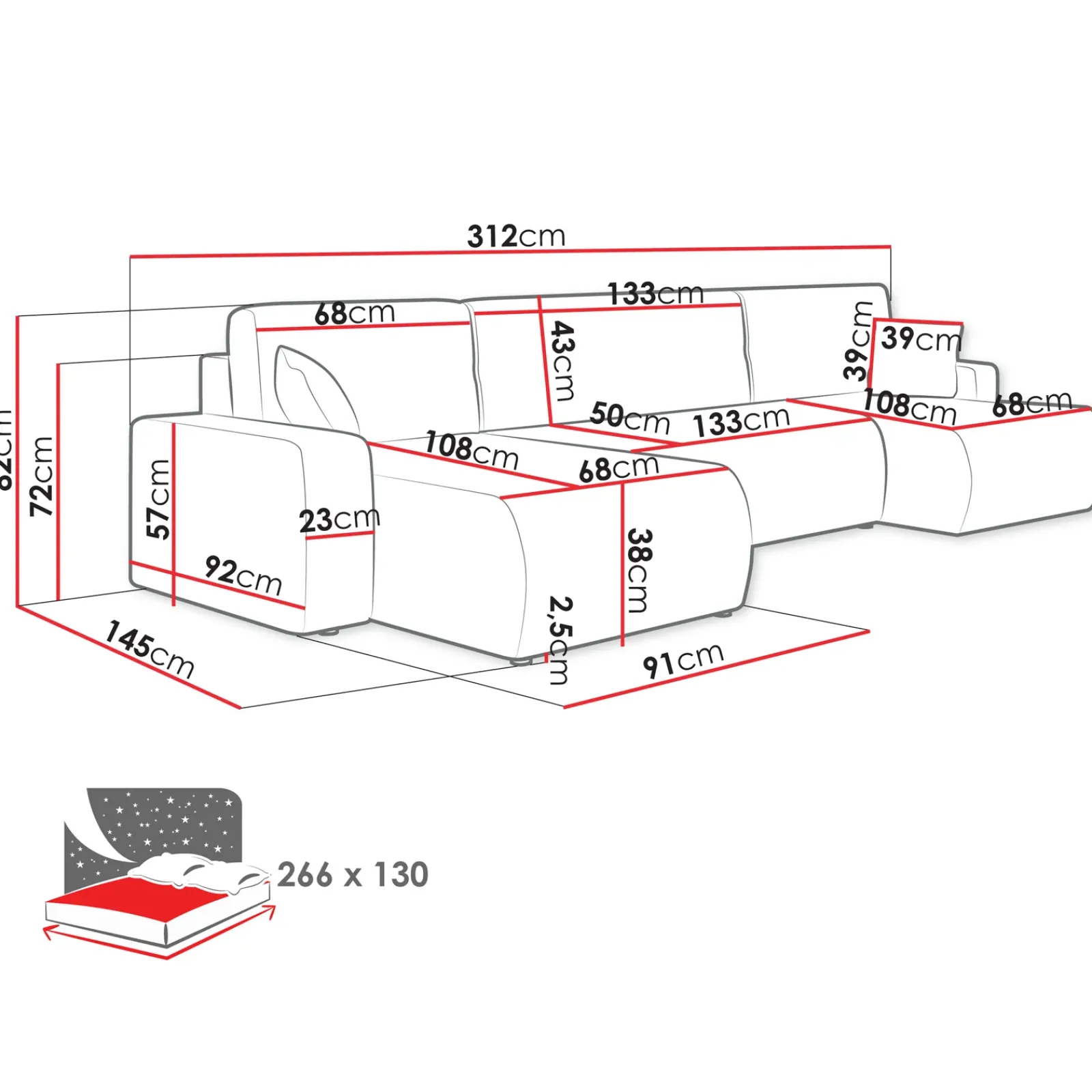 Garnero Arredamenti Divani Angolari|Divani Letto-Divano letto angolare 5 posti 312x145cm con contenitore a coste antracite Slurp Velluto Poso Antracite