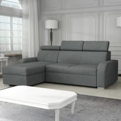 Garnero Arredamenti Divani Angolari|Divani Letto-Divano letto angolare 3 posti 235x170cm con box contenitore grigio Tebro