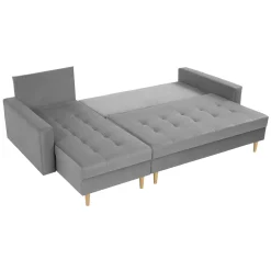 Garnero Arredamenti Divani Angolari|Divani Letto-Divano letto angolare 3 posti 231x147cm con box contenitore grigio Venezia