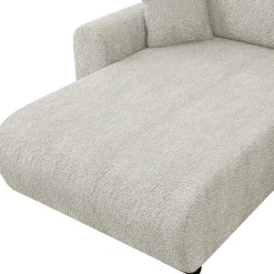 Garnero Arredamenti Divani Angolari|Divani Letto-Divano letto angolare 4 posti 285x188cm con contenitore Soft Tessuto Bouclé Beige Chiaro