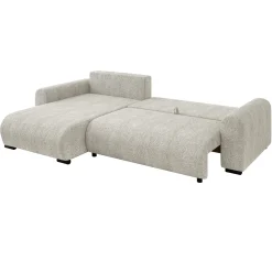 Garnero Arredamenti Divani Angolari|Divani Letto-Divano letto angolare 4 posti 285x188cm con contenitore Soft Tessuto Bouclé Beige Chiaro