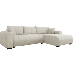 Garnero Arredamenti Divani Angolari|Divani Letto-Divano letto angolare 4 posti 285x188cm con contenitore Soft Tessuto Bouclé Beige Chiaro