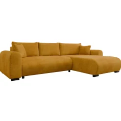 Garnero Arredamenti Divani Angolari|Divani Letto-Divano letto angolare 4 posti 285x188cm con contenitore imbottito tessuto giallo senape Soft Tessuto Wave Senape