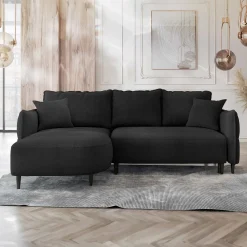 Garnero Arredamenti Divani Angolari|Divani Letto-Divano letto angolare 3 posti 244x165cm tessuto grigio antracite Lollypop Tessuto Peluche Onega Antracite