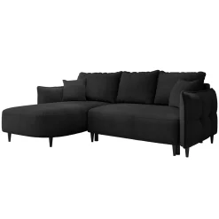 Garnero Arredamenti Divani Angolari|Divani Letto-Divano letto angolare 3 posti 244x165cm tessuto grigio antracite Lollypop Tessuto Peluche Onega Antracite