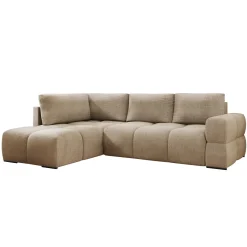 Garnero Arredamenti Divani Angolari|Divani Letto-Divano letto angolare 3 posti 267x185cm box contenitore beige sabbia Sottovoce Tessuto Artico Beige Sabbia