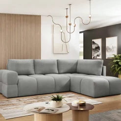 Garnero Arredamenti Divani Angolari|Divani Letto-Divano letto angolare 3 posti 267x185cm box contenitore grigio Sottovoce Tessuto Artico Grigio