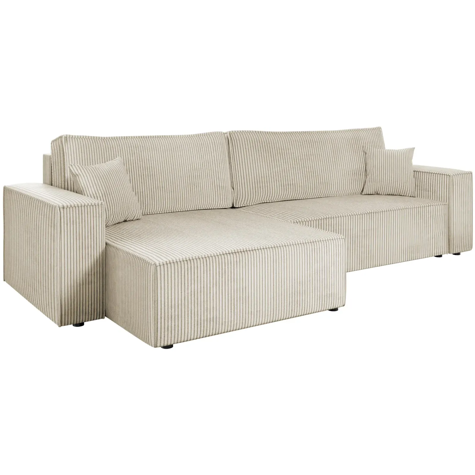 Garnero Arredamenti Divani Angolari|Divani Letto-Divano letto angolare 4 posti 272x145cm con box contenitore velluto a coste beige Ploffy