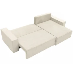 Garnero Arredamenti Divani Angolari|Divani Letto-Divano letto angolare 4 posti 272x145cm con box contenitore velluto a coste beige Ploffy