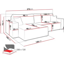 Garnero Arredamenti Divani Angolari|Divani Letto-Divano letto angolare 4 posti 272x145cm con box contenitore velluto a coste beige Ploffy