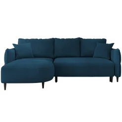 Garnero Arredamenti Divani Angolari|Divani Letto-Divano letto angolare 3 posti 244x165cm tessuto blu Lollypop Tessuto Peluche Onega Blu