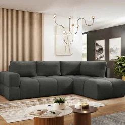 Garnero Arredamenti Divani Angolari|Divani Letto-Divano letto angolare 3 posti 267x185cm box contenitore antracite Sottovoce Tessuto Artico Antracite