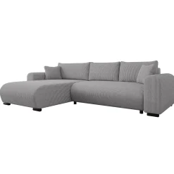 Garnero Arredamenti Divani Angolari|Divani Letto-Divano letto angolare 4 posti 285x188cm con contenitore tessuto velluto a coste grigio Soft Velluto a Coste Poso Grigio
