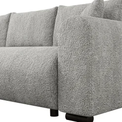 Garnero Arredamenti Divani Angolari|Divani Letto-Divano letto angolare 4 posti 285x188cm con contenitore Soft Tessuto Bouclé Grigio chiaro