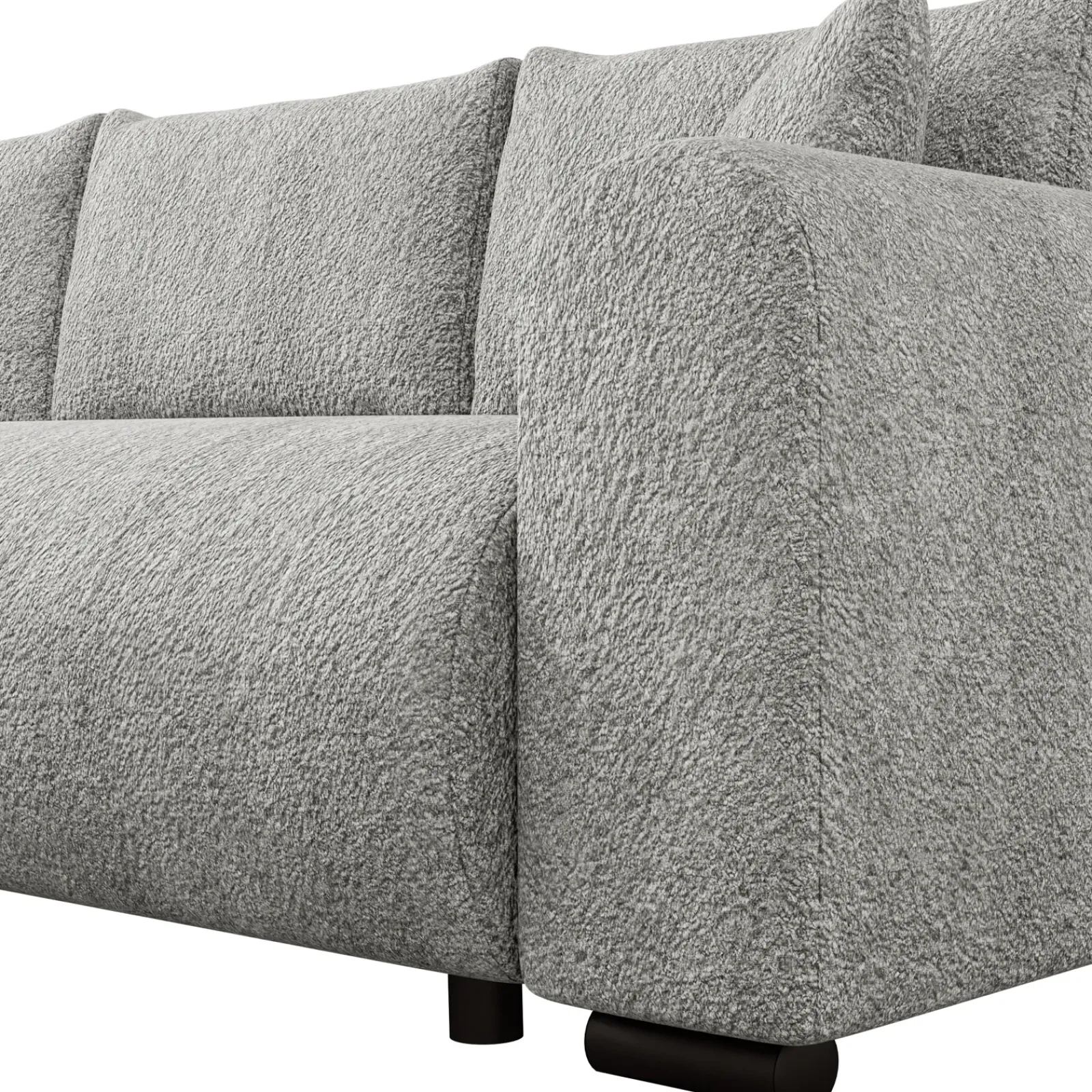 Garnero Arredamenti Divani Angolari|Divani Letto-Divano letto angolare 4 posti 285x188cm con contenitore Soft Tessuto Bouclé Grigio chiaro