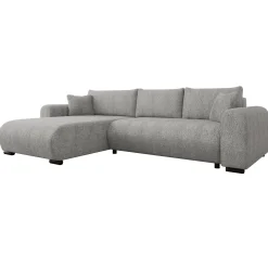 Garnero Arredamenti Divani Angolari|Divani Letto-Divano letto angolare 4 posti 285x188cm con contenitore Soft Tessuto Bouclé Grigio chiaro