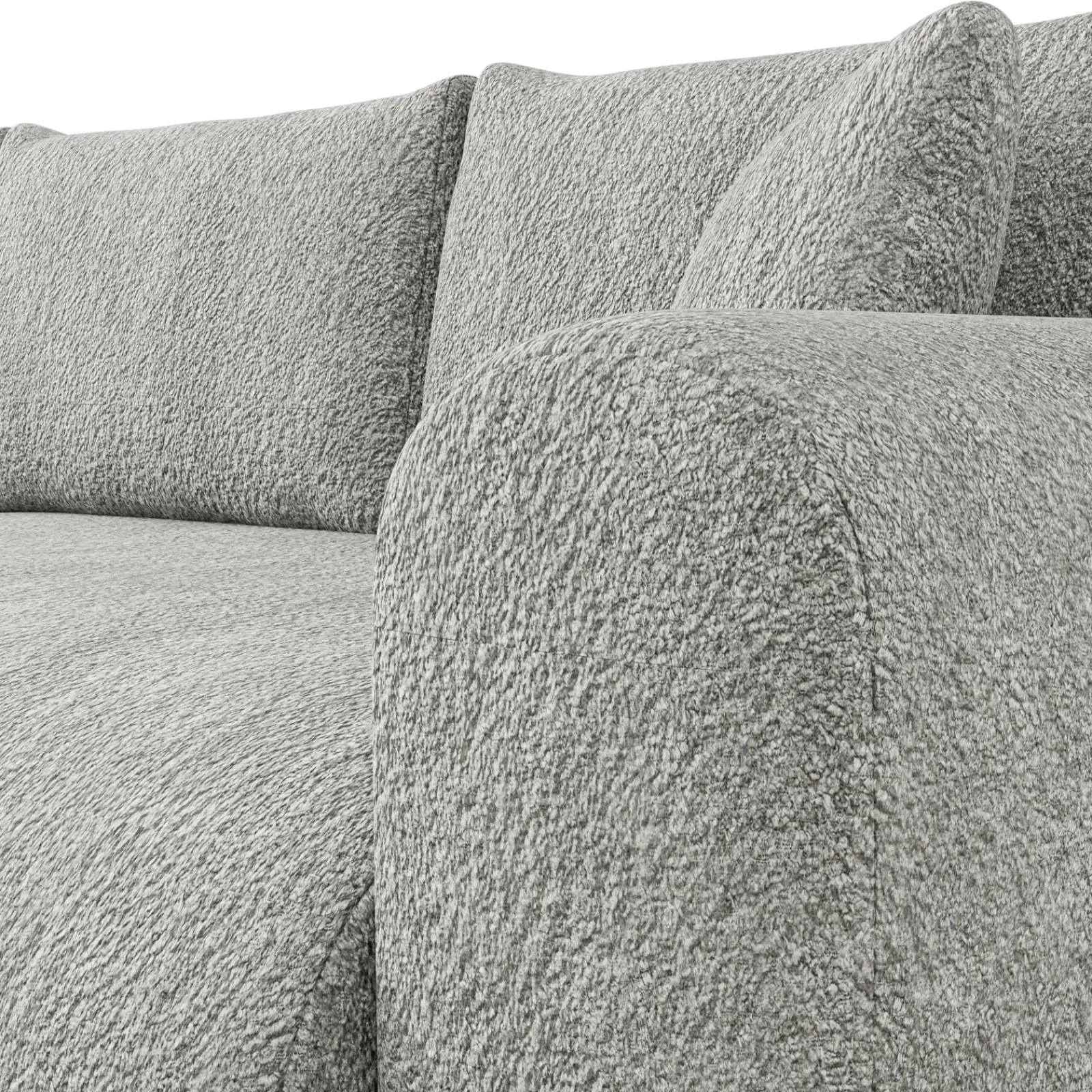 Garnero Arredamenti Divani Angolari|Divani Letto-Divano letto angolare 4 posti 285x188cm con contenitore Soft Tessuto Bouclé Grigio chiaro