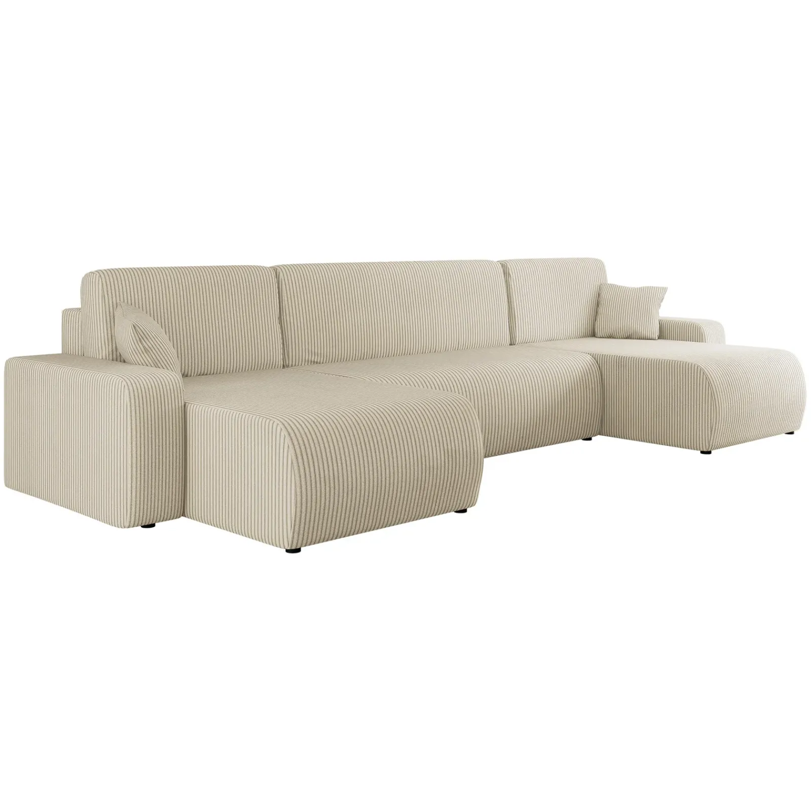 Garnero Arredamenti Divani Angolari|Divani Letto-Divano letto angolare 5 posti 312x145cm con contenitore a coste beige Slurp Velluto Poso Beige