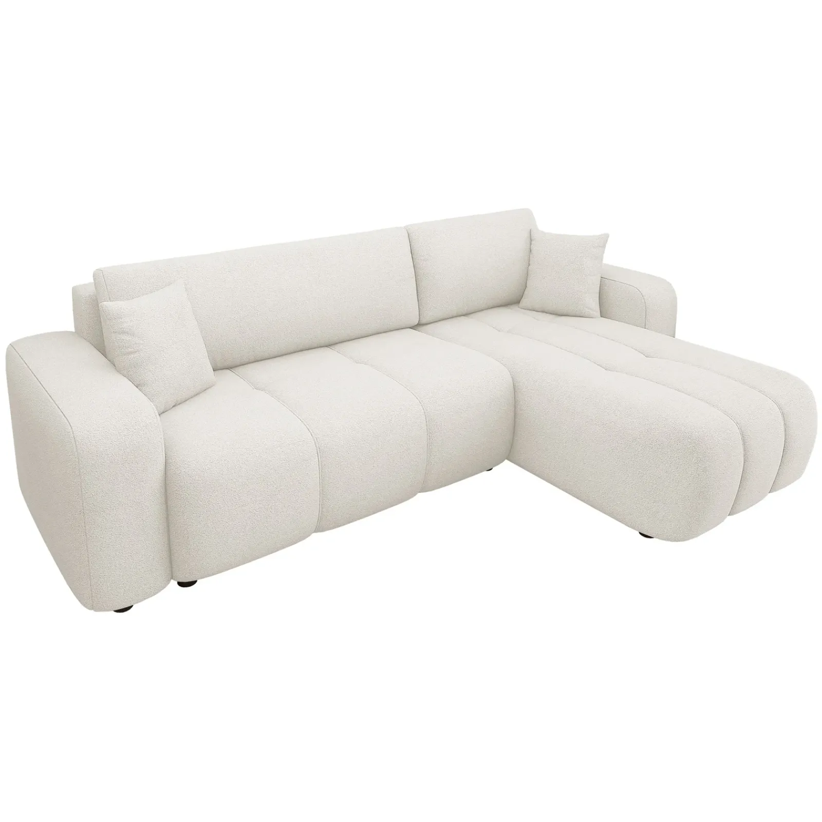 Garnero Arredamenti Divani Angolari|Divani Letto-Divano letto angolare 3 posti 244x145cm con contenitore tessuto beige Orama Tessuto Velo Beige