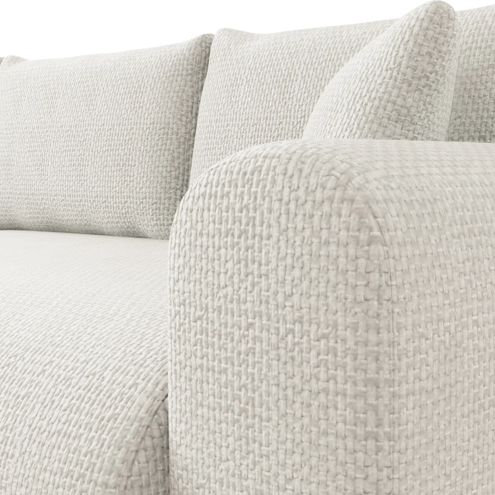 Garnero Arredamenti Divani Angolari|Divani Letto-Divano letto angolare 4 posti 285x188cm con contenitore a trama spessa bianco Soft Tessuto Flow a Trama Spessa Bianco