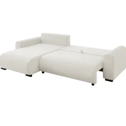 Garnero Arredamenti Divani Angolari|Divani Letto-Divano letto angolare 4 posti 285x188cm con contenitore a trama spessa bianco Soft Tessuto Flow a Trama Spessa Bianco