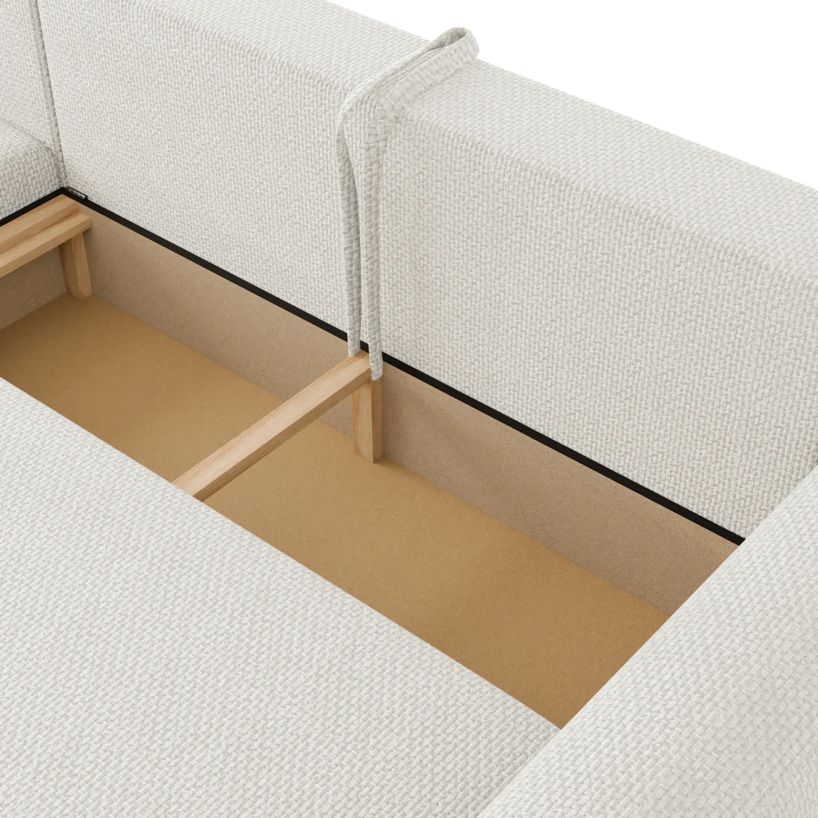 Garnero Arredamenti Divani Angolari|Divani Letto-Divano letto angolare 4 posti 285x188cm con contenitore a trama spessa bianco Soft Tessuto Flow a Trama Spessa Bianco