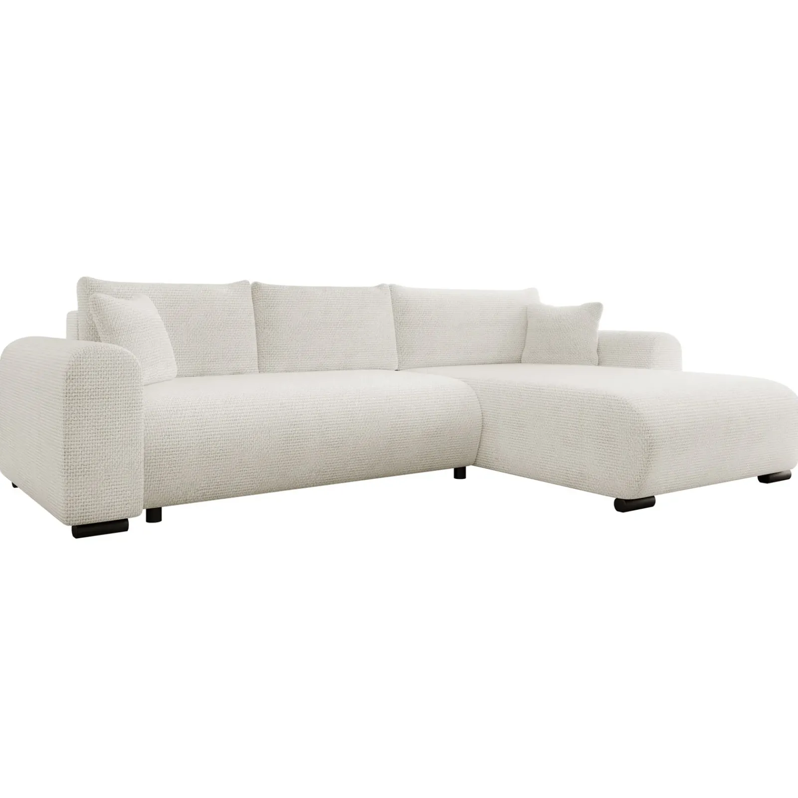 Garnero Arredamenti Divani Angolari|Divani Letto-Divano letto angolare 4 posti 285x188cm con contenitore a trama spessa bianco Soft Tessuto Flow a Trama Spessa Bianco