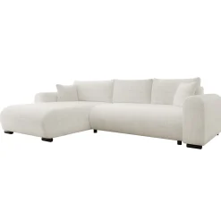 Garnero Arredamenti Divani Angolari|Divani Letto-Divano letto angolare 4 posti 285x188cm con contenitore a trama spessa bianco Soft Tessuto Flow a Trama Spessa Bianco