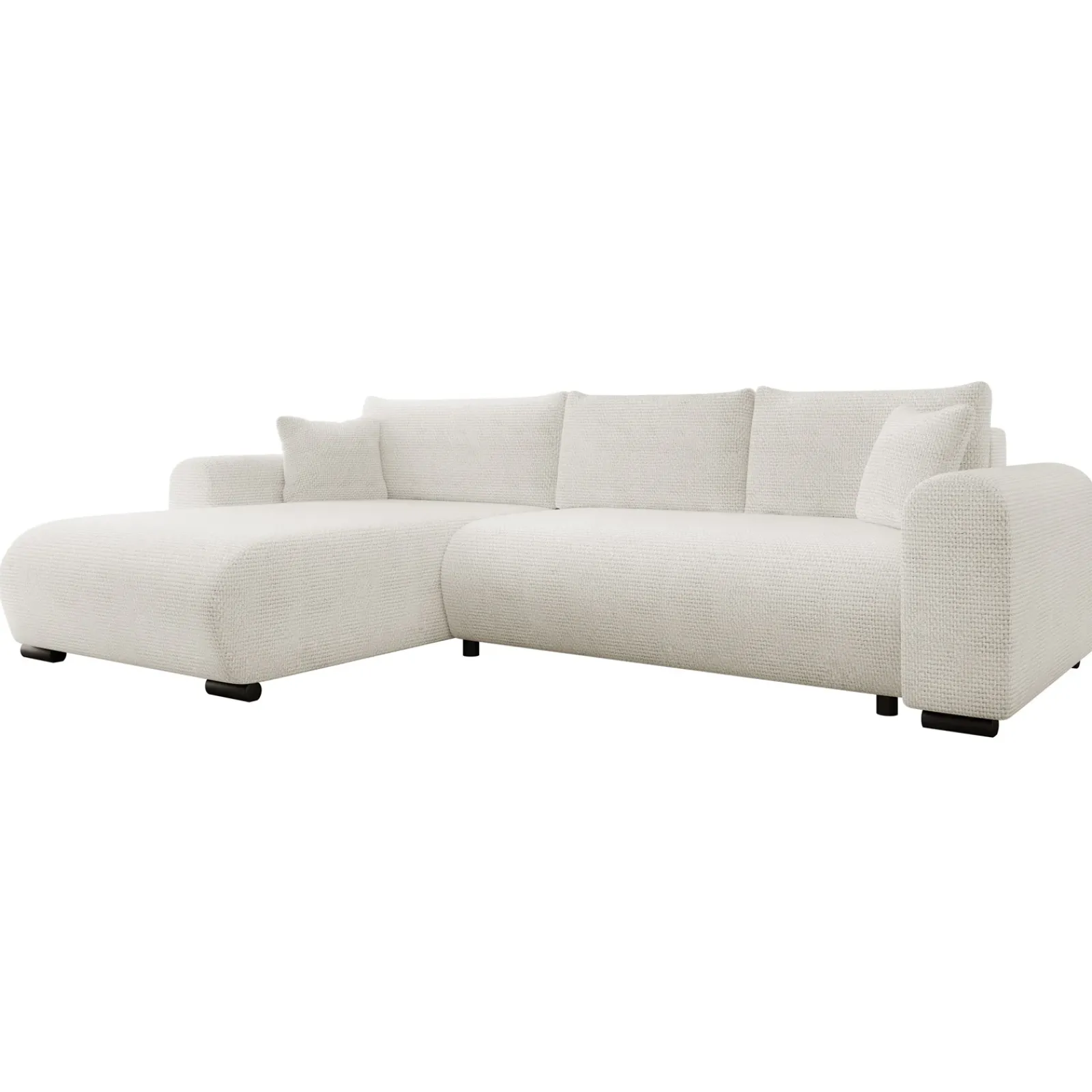 Garnero Arredamenti Divani Angolari|Divani Letto-Divano letto angolare 4 posti 285x188cm con contenitore a trama spessa bianco Soft Tessuto Flow a Trama Spessa Bianco