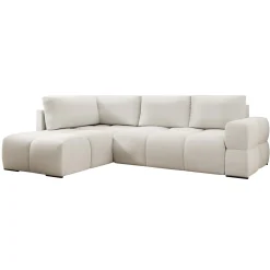 Garnero Arredamenti Divani Angolari|Divani Letto-Divano letto angolare 3 posti 267x185cm box contenitore bianco perla Sottovoce Tessuto Artico Bianco perla