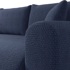 Garnero Arredamenti Divani Angolari|Divani Letto-Divano letto angolare 4 posti 285x188cm con contenitore a trama spessa blu Soft Tessuto Flow a Trama Spessa Blu