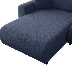 Garnero Arredamenti Divani Angolari|Divani Letto-Divano letto angolare 4 posti 285x188cm con contenitore a trama spessa blu Soft Tessuto Flow a Trama Spessa Blu