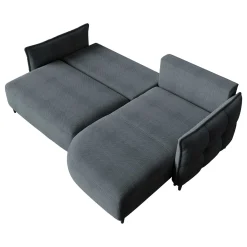 Garnero Arredamenti Divani Angolari|Divani Letto-Divano letto angolare 3 posti 244x165cm tessuto grigio scuro Lollypop Tessuto Peluche Onega Grigio Scuro