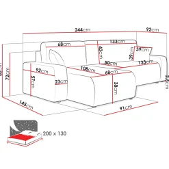 Garnero Arredamenti Divani Angolari|Divani Letto-Divano letto angolare 3 posti 244x145cm con contenitore a coste beige Slurp Velluto Poso Beige