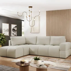 Garnero Arredamenti Divani Angolari|Divani Letto-Divano letto angolare 3 posti 267x185cm box contenitore beige Sottovoce Tessuto Artico Beige