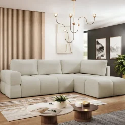 Garnero Arredamenti Divani Angolari|Divani Letto-Divano letto angolare 3 posti 267x185cm box contenitore beige Sottovoce Tessuto Artico Beige