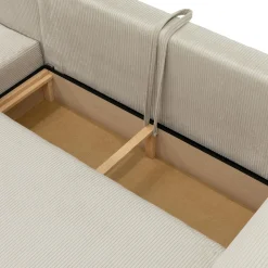 Garnero Arredamenti Divani Angolari|Divani Letto-Divano letto angolare 4 posti 285x188cm con contenitore tessuto velluto a coste beige Soft Velluto a Coste Poso Beige