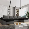 Garnero Arredamenti Divani Panoramici|Divani Angolari-Divano letto angolare 5 posti 321cm grigio nero Appia