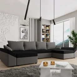Garnero Arredamenti Divani Panoramici|Divani Angolari-Divano letto angolare 5 posti 321cm grigio nero Appia