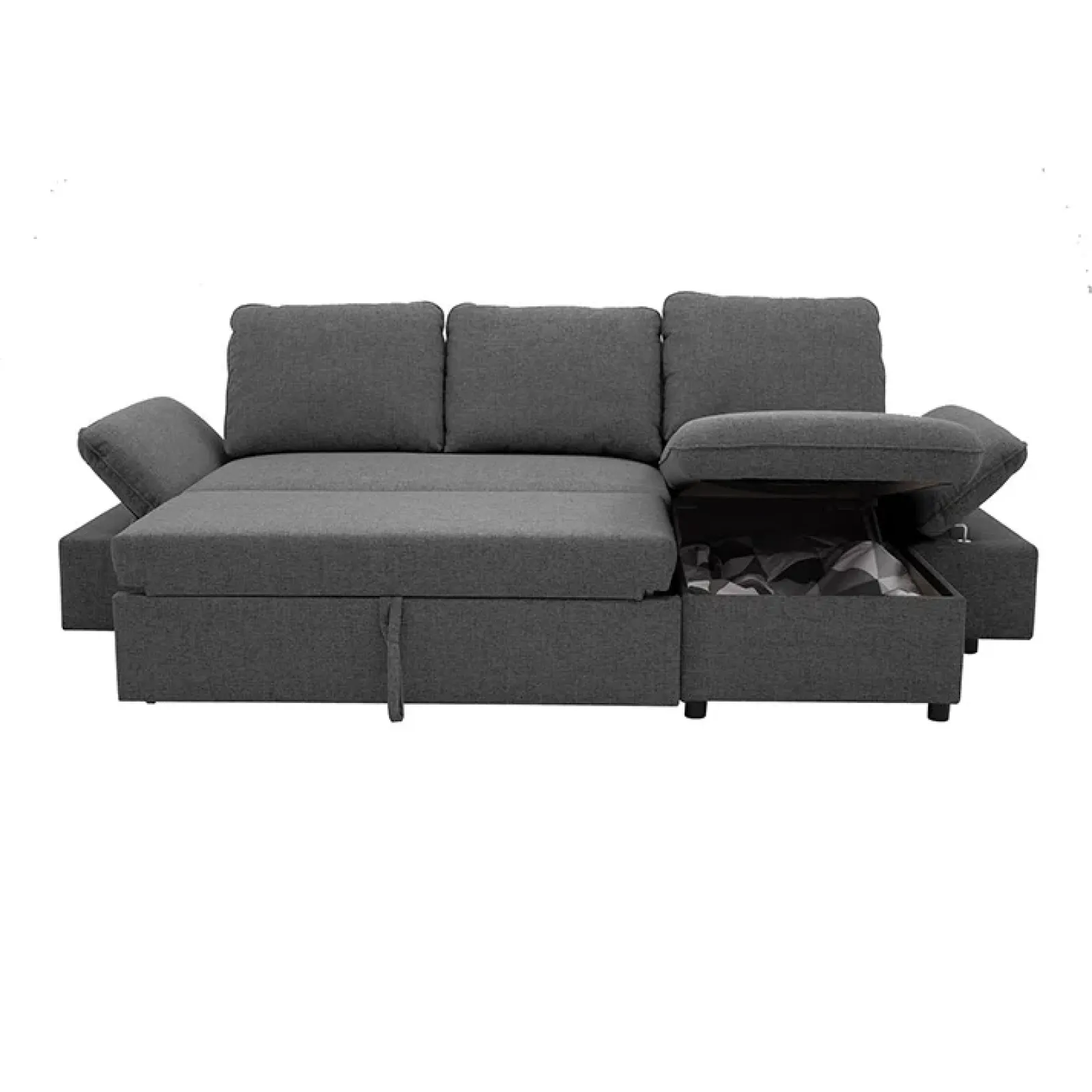 Garnero Arredamenti Divani Angolari|Divani Letto-Divano letto angolare 3 posti 260x148cm con contenitore antracite Arturo