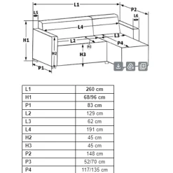 Garnero Arredamenti Divani Angolari|Divani Letto-Divano letto angolare 3 posti 260x148cm con contenitore antracite Arturo