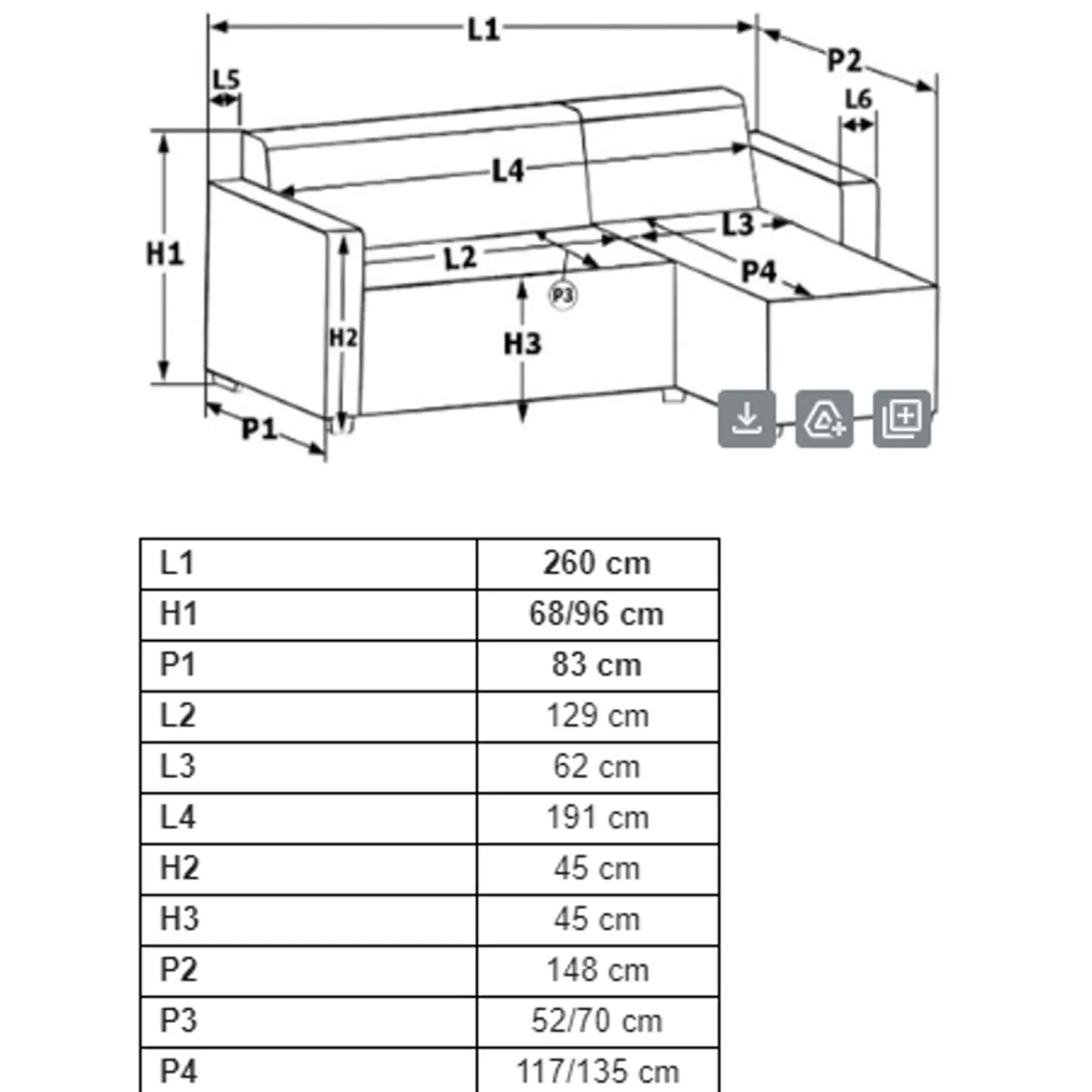 Garnero Arredamenti Divani Angolari|Divani Letto-Divano letto angolare 3 posti 260x148cm con contenitore antracite Arturo