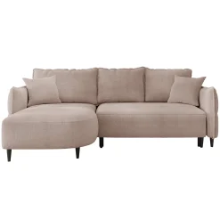 Garnero Arredamenti Divani Angolari|Divani Letto-Divano letto angolare 3 posti 244x165cm tessuto rosa Lollypop Tessuto Peluche Onega Rosa